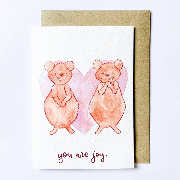 Quokka Joy Valentines Day Card for wholesale by The Wattle Studio