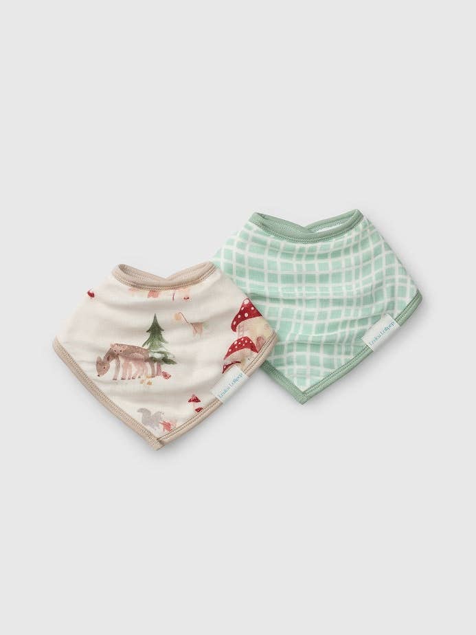 Bandana Bib Set - 2 Pack - Forest Families for wholesale by Loulou Lollipop