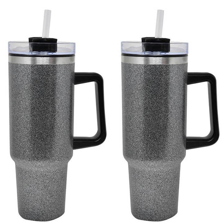 Deluxe Import Trading - Wholesale Water bottle - Black Glitter 40oz Stainless Steel Tumbler
