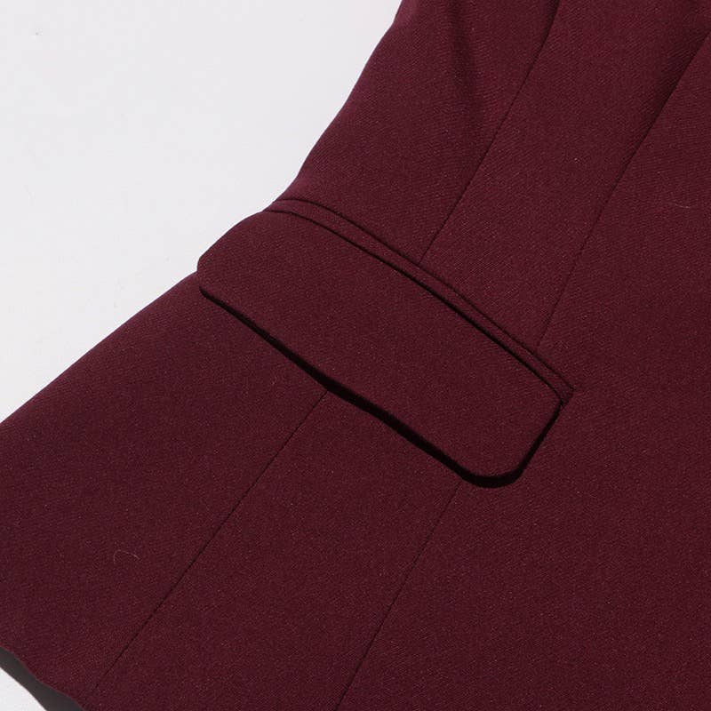 BL35Y Burgundy Cape Blazer – Tailored Fall Elegance for wholesale on Faire7