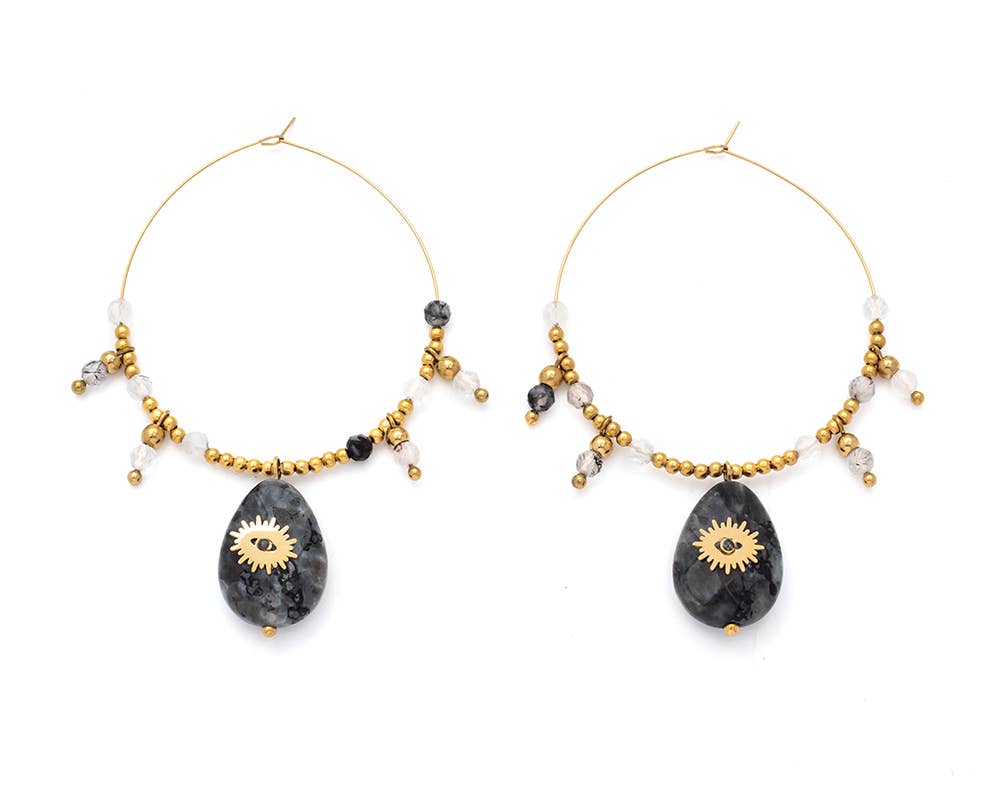 Bijoux 7bis - Wholesale Dangle Earrings - Steel Creole Pearl Natural Stone Earrings1