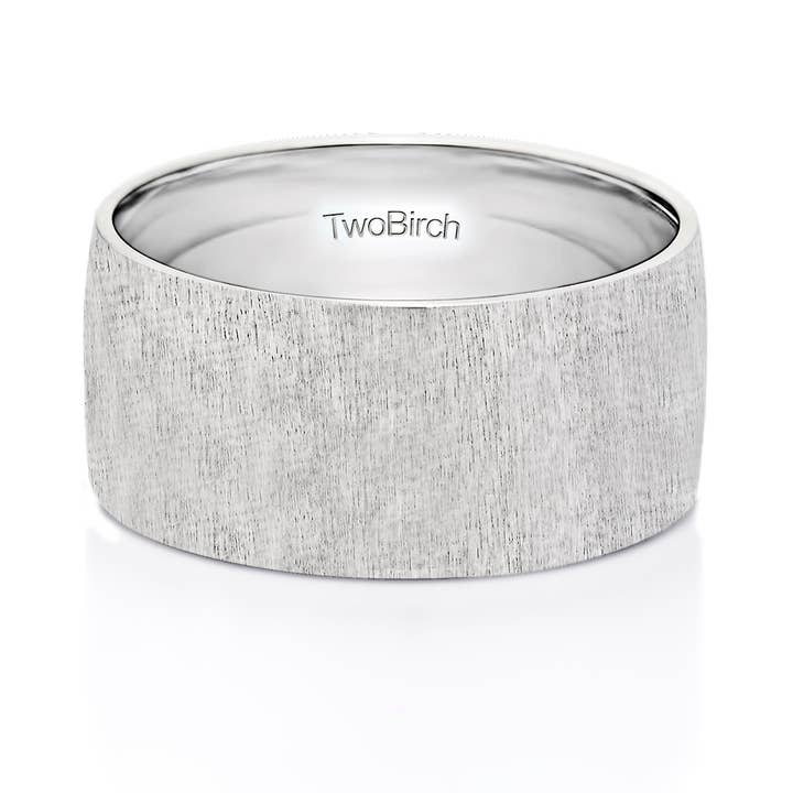 10 MM Wide Brushed Finish Men's Wedding Ring 925 Silver for wholesale by TwoBirch