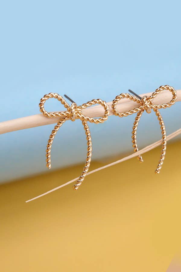 JOSSLYN by wall to wall - Wholesale Dangle Earrings - ROPE BOW DESIGN STUD EARRINGS | 10E30630071