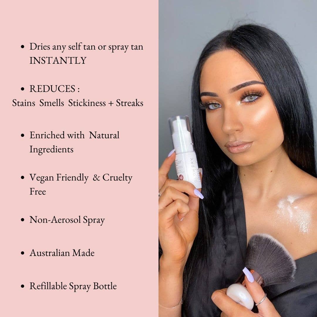 GlowDry Australia - Vente Autobronzants - GlowDry poudre sèche fixante pour teint hâlé - Mini spray poudre 22 g9