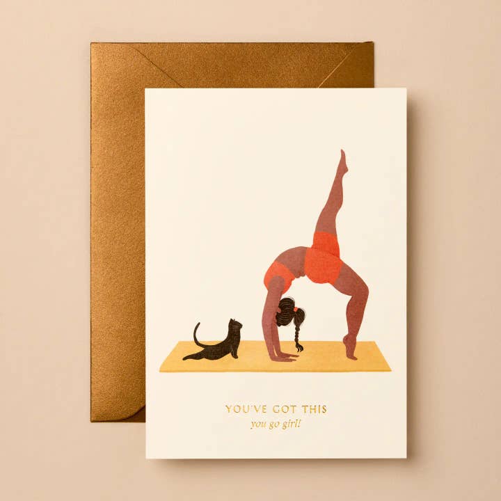 Carte de vœux en papier métallisé d'encouragement | Écologique, illustrée pour la vente par Gabrielle & Celine Greeting Cards USA