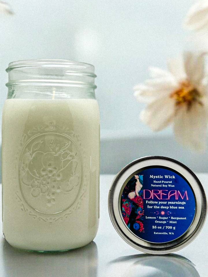 Crème Limoncello - Cire de soja (Dream) - Bougie en pot Mason 25 oz pour la vente par Mystic Wick LLC