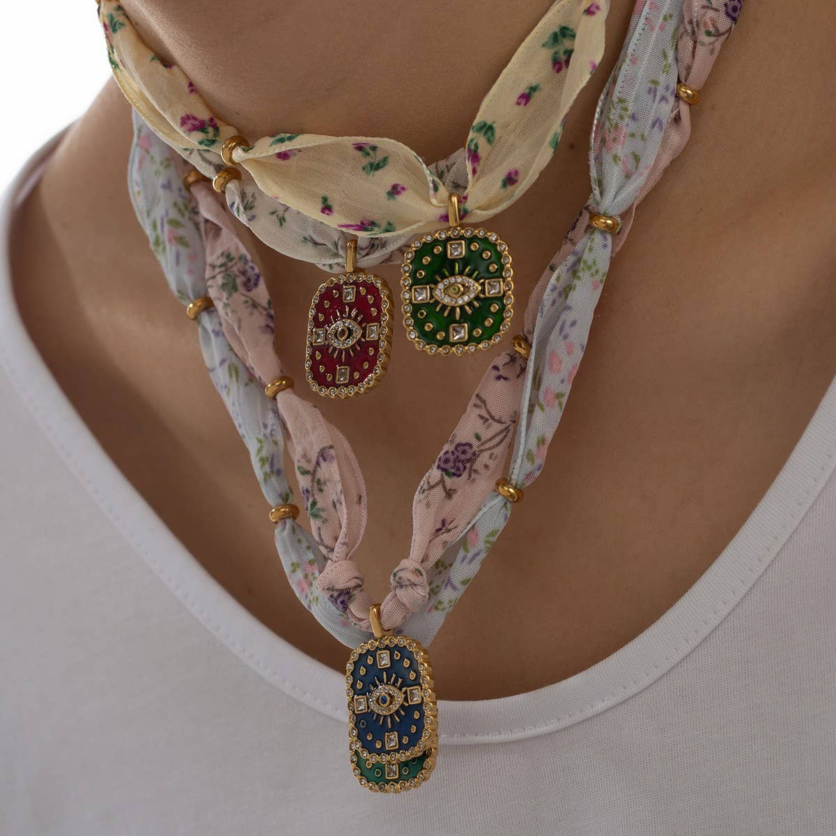 ACCITY - Wholesale Pendant/Charm Necklace - Original Silk Scarf Necklace with Colorful Charm_CWMM88154