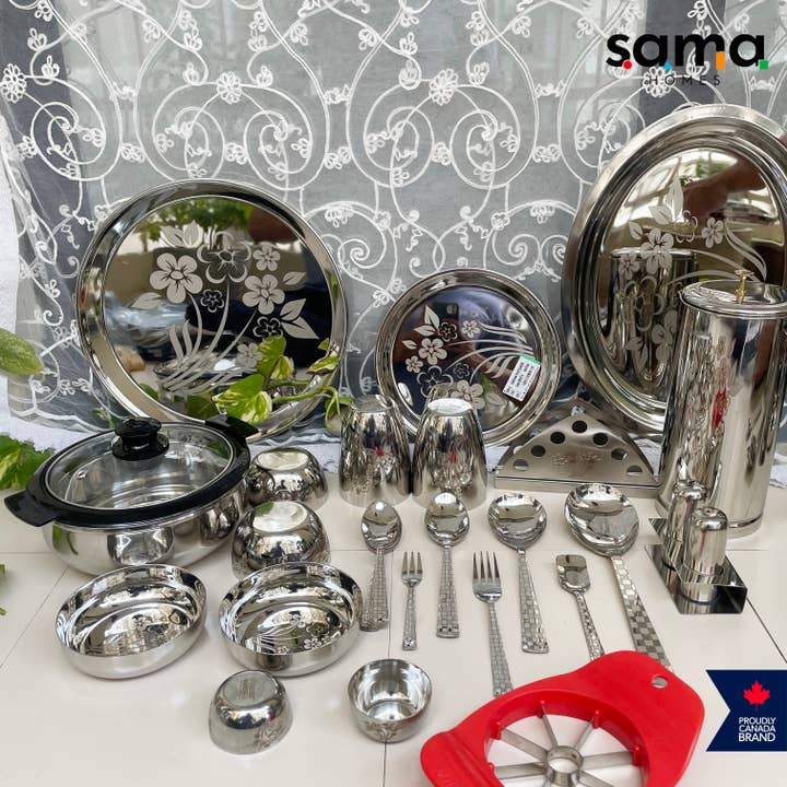 Stainless Steel Dinner Set 84 Pieces | Premium Dinnerware | Gift Idea for wholesale by SAMA Homes