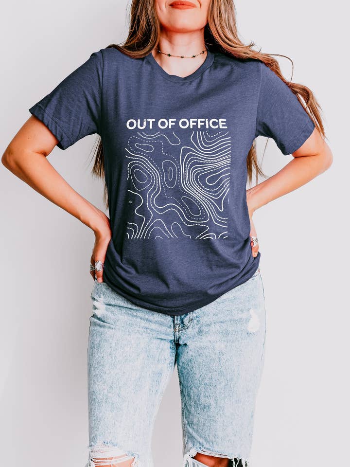 Topographic Hiking Map Graphic Tshirt Unisex | Out of Office for wholesale by River and Sky Supply