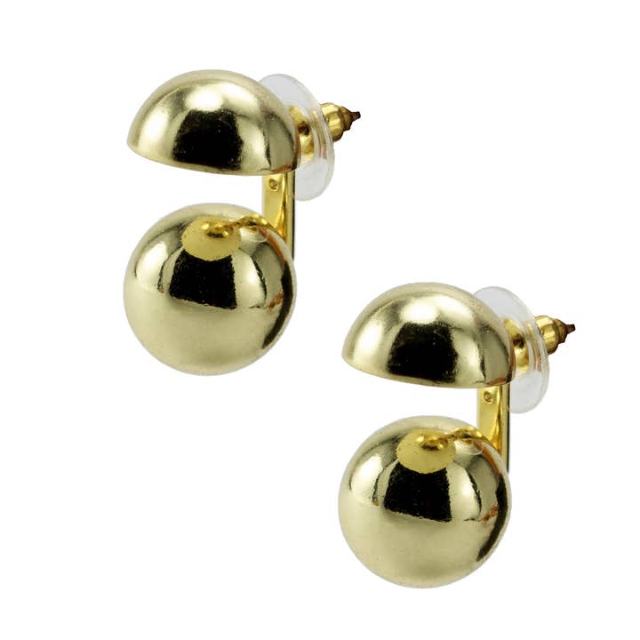 Third Quarter Moon Earrings Gold for wholesale by Muskoka Nord