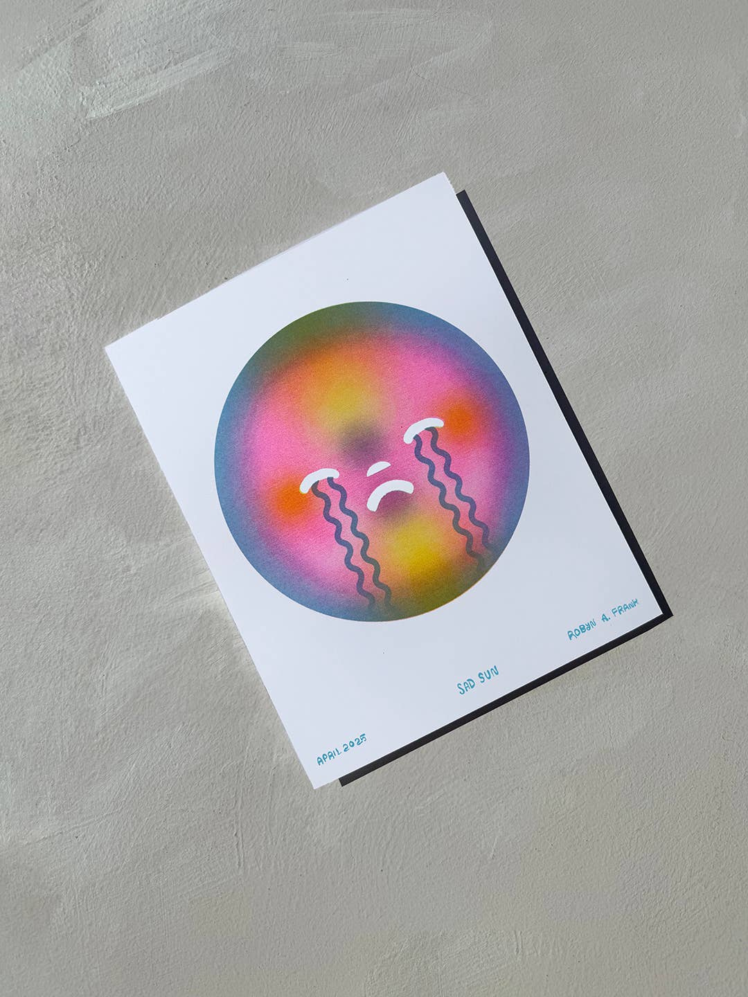 Robyn A. Frank Artworks - Wholesale Art Print - Sad Sun risograph art print 1