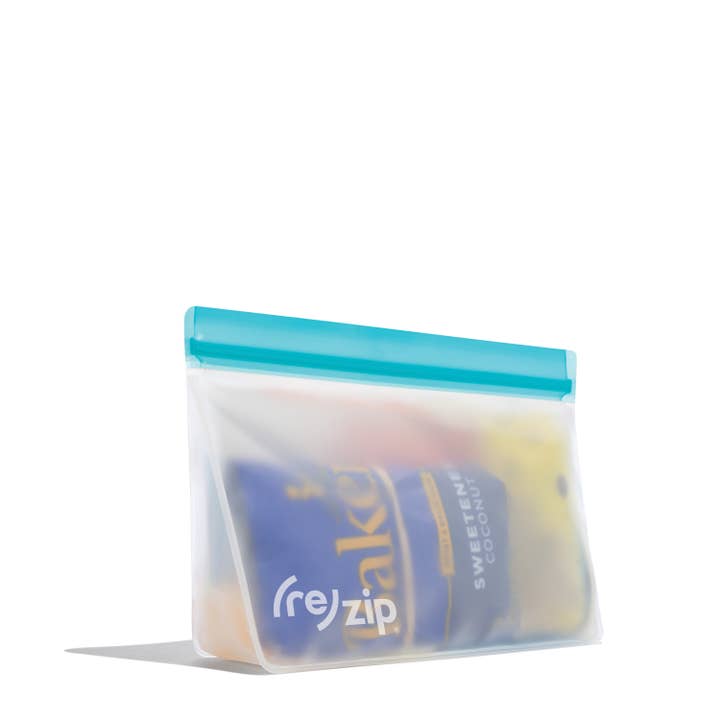 Rezip Co. - Wholesale Food Storage Wrap/Bag - Reusable Stand-Up Storage Bag - Aqua - Quart2