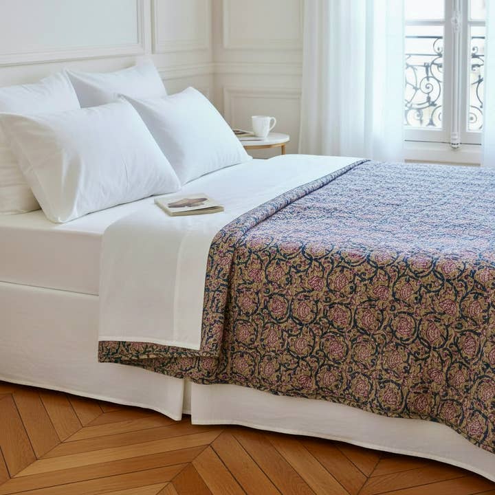 "Divine" printed cotton bedspread for wholesale by Claire Beaugrand