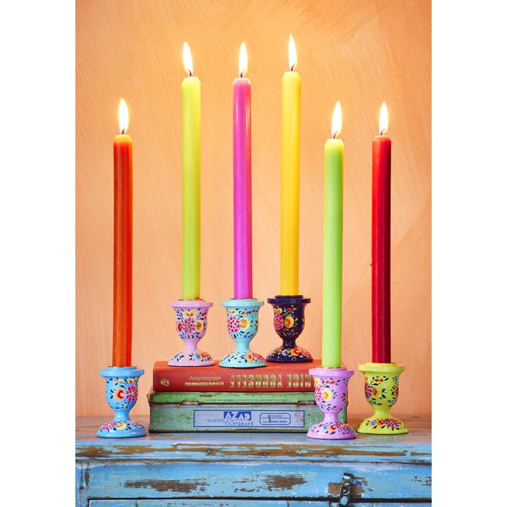 Namaste - Wholesale Candle Holder - Hand Painted Kashmiri Candlestick