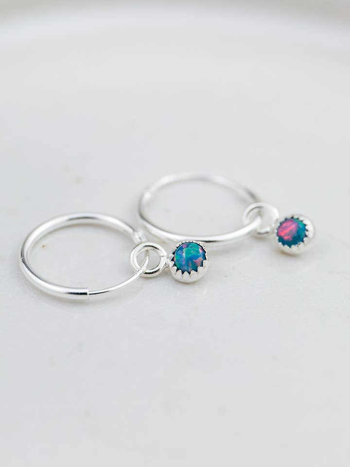 Sterling Silver Gemstone Mini Hoops for wholesale by Lucy Kemp Jewellery