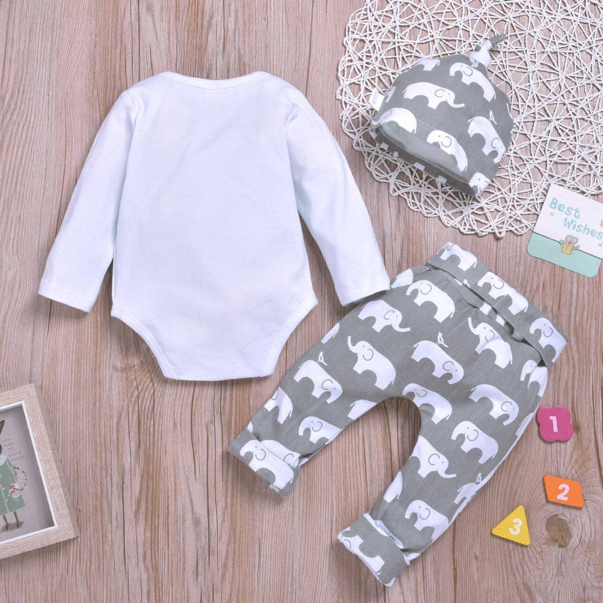 PatPat - Wholesale Clothing Set - Baby - 3-Piece Baby “LITTLE PEANUT” Bodysuit, Pants & Hat2
