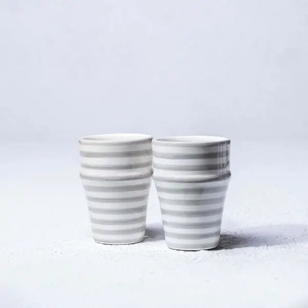 High crafty – wholesale Coffee mug – Striped Baldi Ceramic Mug – Gray Handmade Moroccan Cup  Mult0