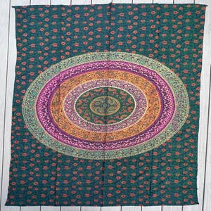 Peacock Mandala Round Tapestry Throw Hippie Gypsy Beach Blanket Yoga Mat  Boho