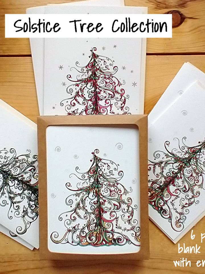 Solstice Tree Collection (6 cards with envelopes, boxed) for wholesale by Under the Ash Tree