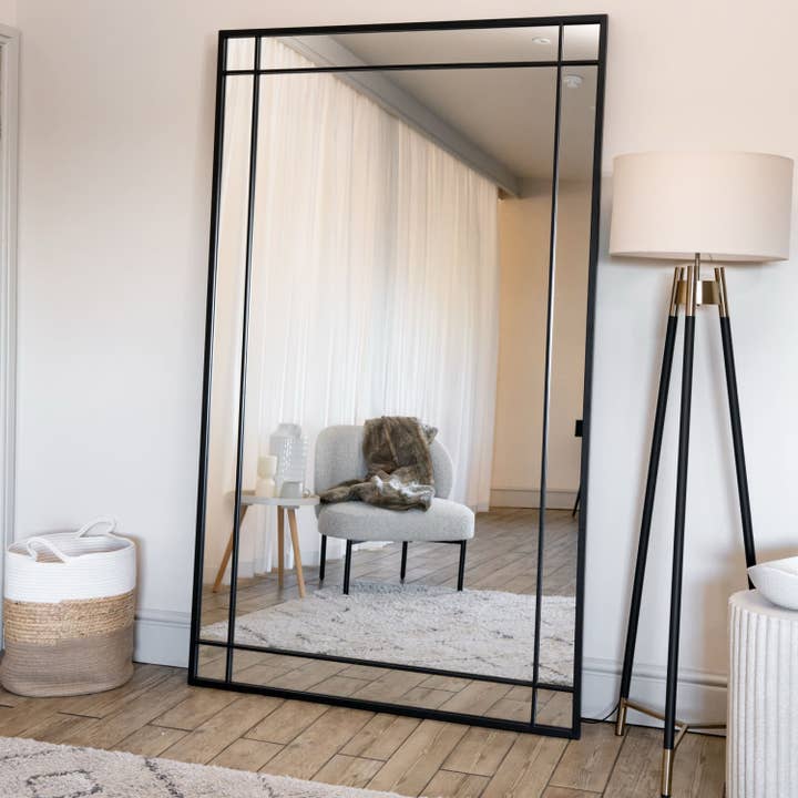 Aimi - Full Length Black Metal Rectangle Window Mirror - 200cm x 120cm for wholesale by Jobu Home