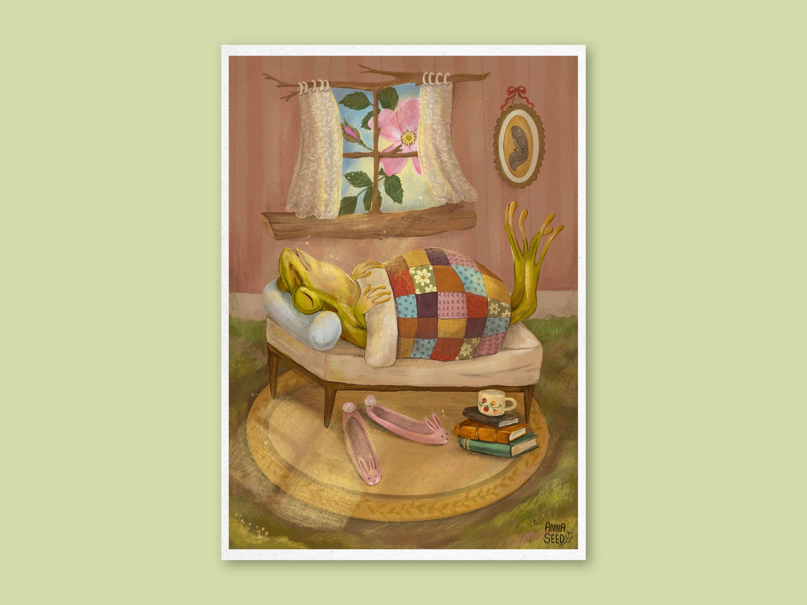 Anna Seed Art - Wholesale Art print - Art Print - Sleeping In - Cute illustration, wall art