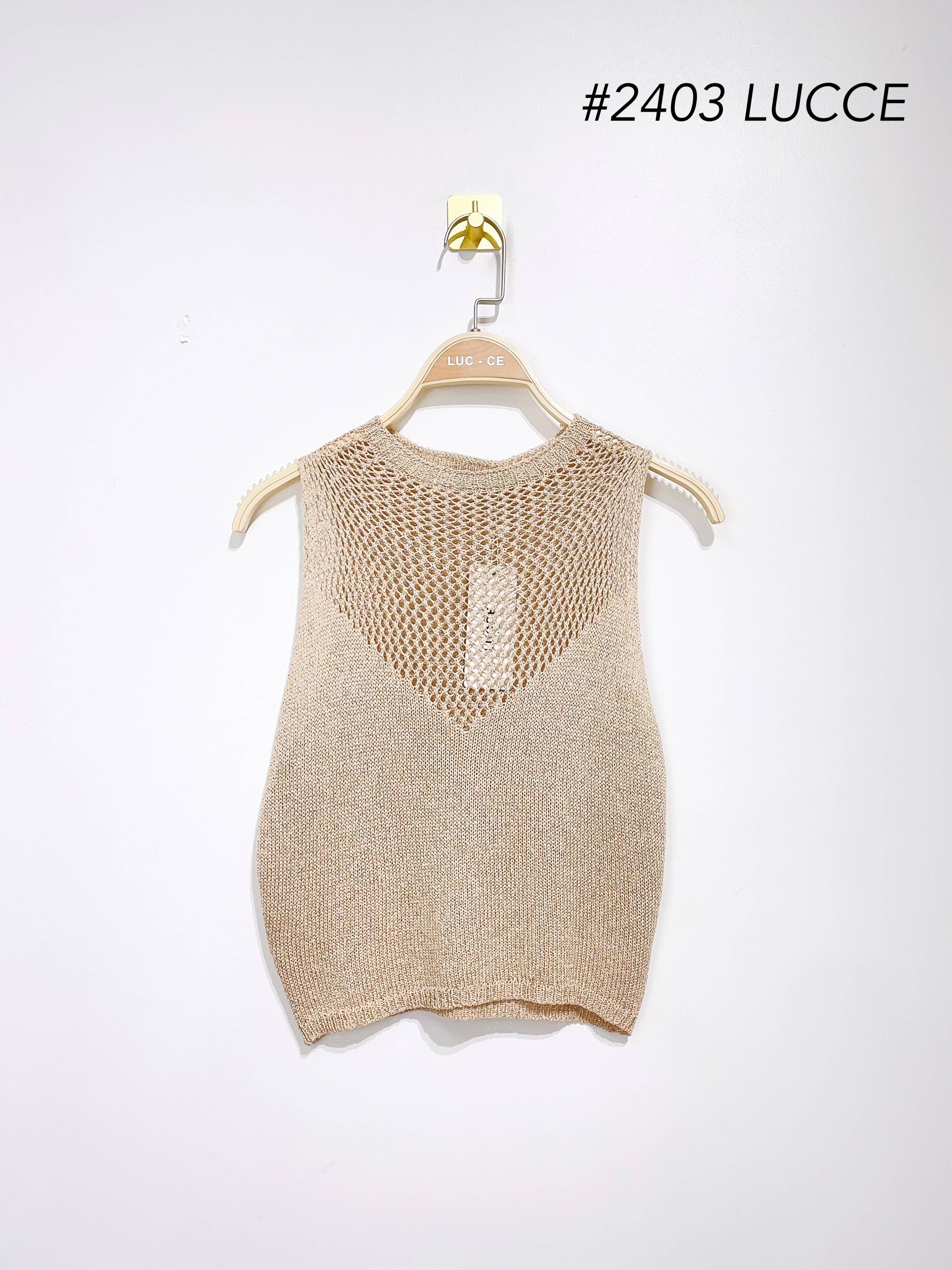 LUCCE - Wholesale Knit Top - Women's - Lurex crochet top - 24032