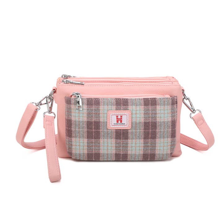 Strathurie Tweed Crossbody Purse Style Bag Grey Pink for wholesale by Strathurie