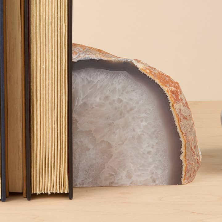GeoCentral - Wholesale Bookend - Satin Crystal Agate Bookends - Crafted in Brazil2
