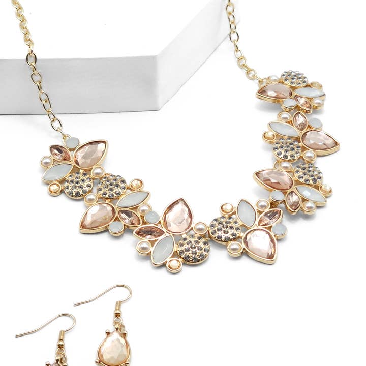 Honeyed Bloom - Pink Necklace Set for wholesale by Sunset Marsh LLC