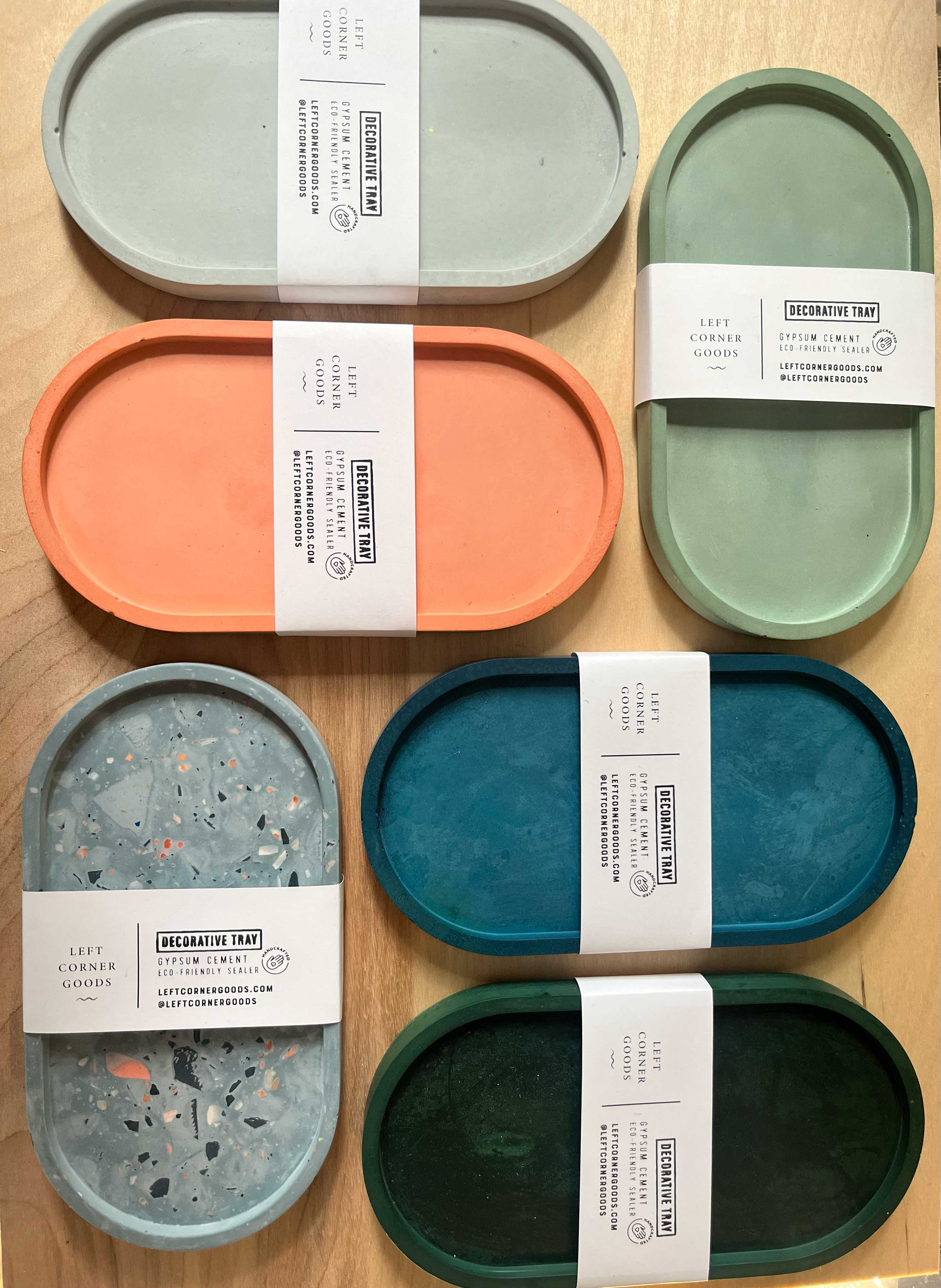 Left Corner Goods - Wholesale Decorative Tray - Gypsum Cement Oval Tray | candle tray | trinket tray modern0