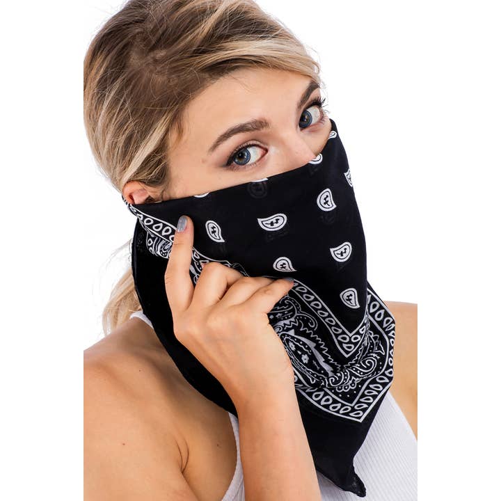Cap Zone - Wholesale Bandana - Women's - Classic Paisley Print Square Cotton Bandana