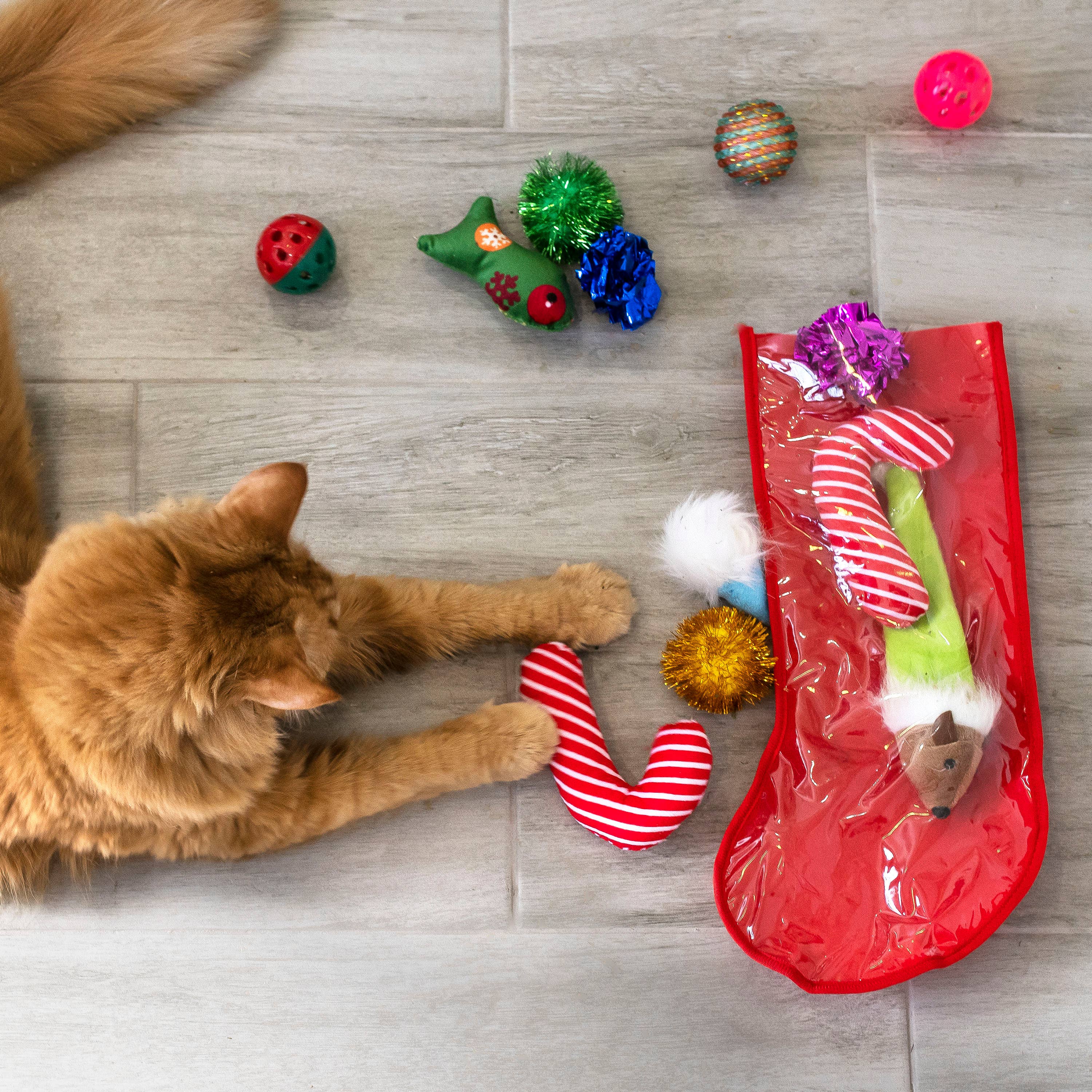 Midlee Designs – Engroshandel Legetøjssæt - Kat – Midlee Christmas Strømpe Cat Toy Gavesæt (14 Legetøj)8