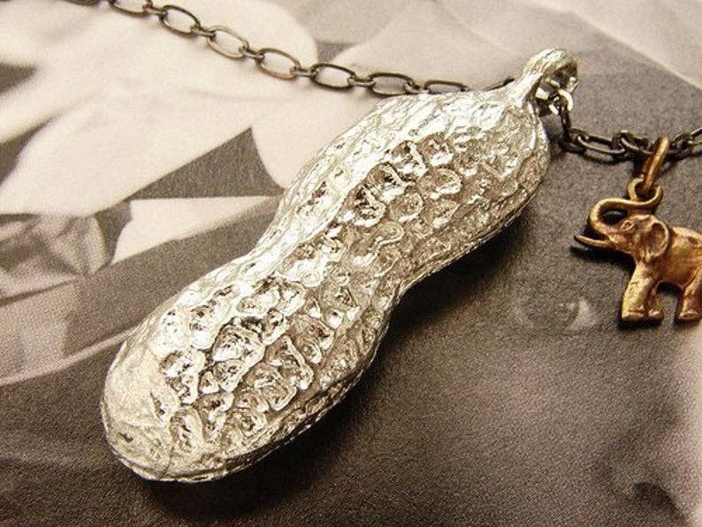 SORA DESIGNS - Wholesale Pendant/Charm Necklace - Life Size Circus Peanut Necklace- Antique Silver Version1
