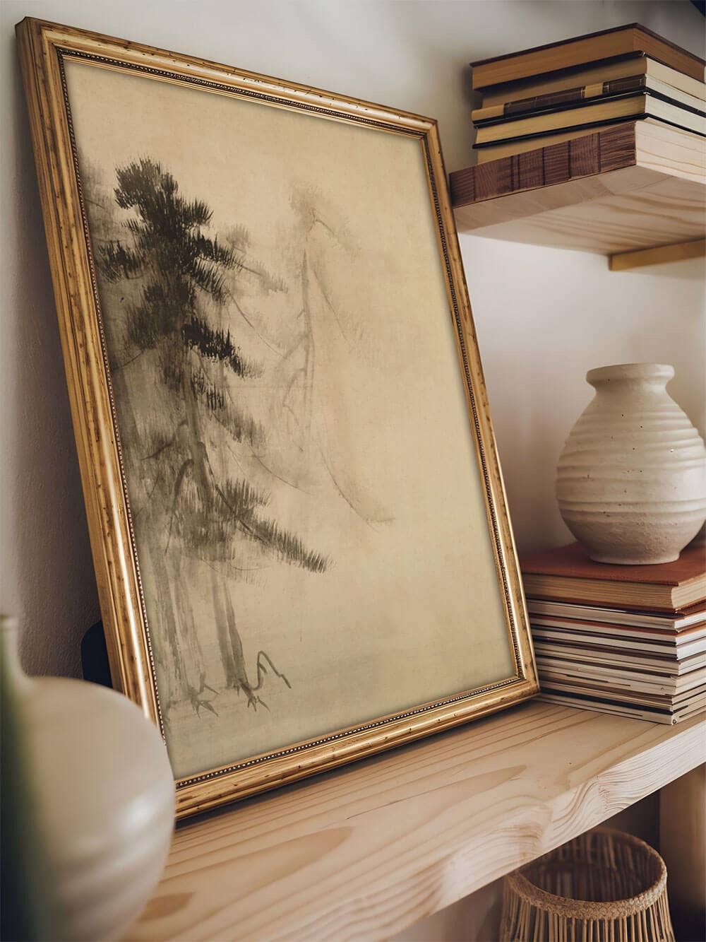 Modern Antique Prints - Wholesale Art Print - Wabi-Sabi Pine Sketch – Timeless Silence in the Mist VI4