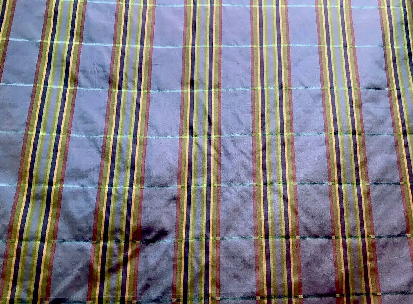 Fancy Styles Fabric - Wholesale Fabric - Lady Deborah Designer 100% Silk Taffeta Plaid Tartan Ribbon Fabric Purple3