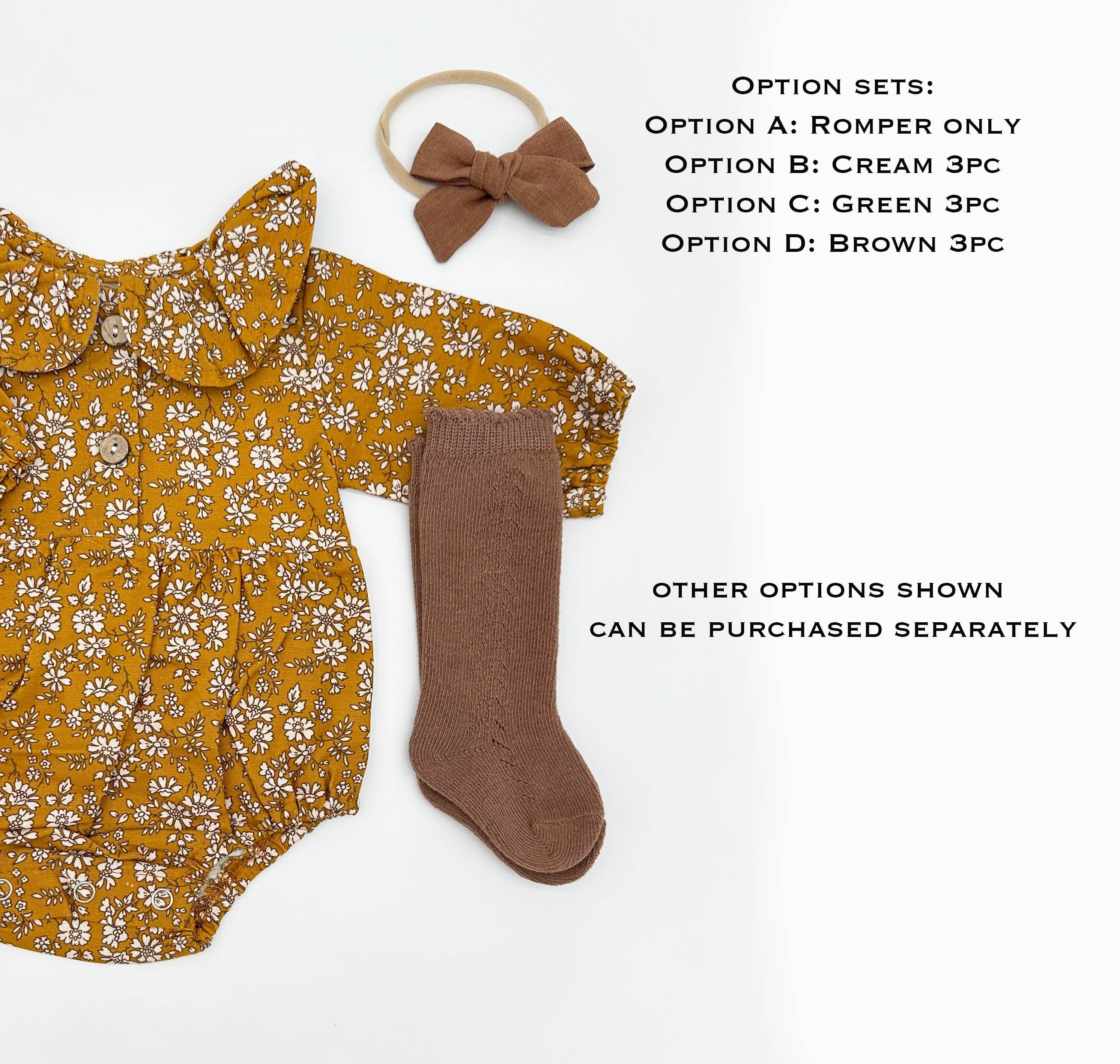 OLIVE & CRADLE – wholesale Klädesset - Baby – Senapsgul blommig romper-set6