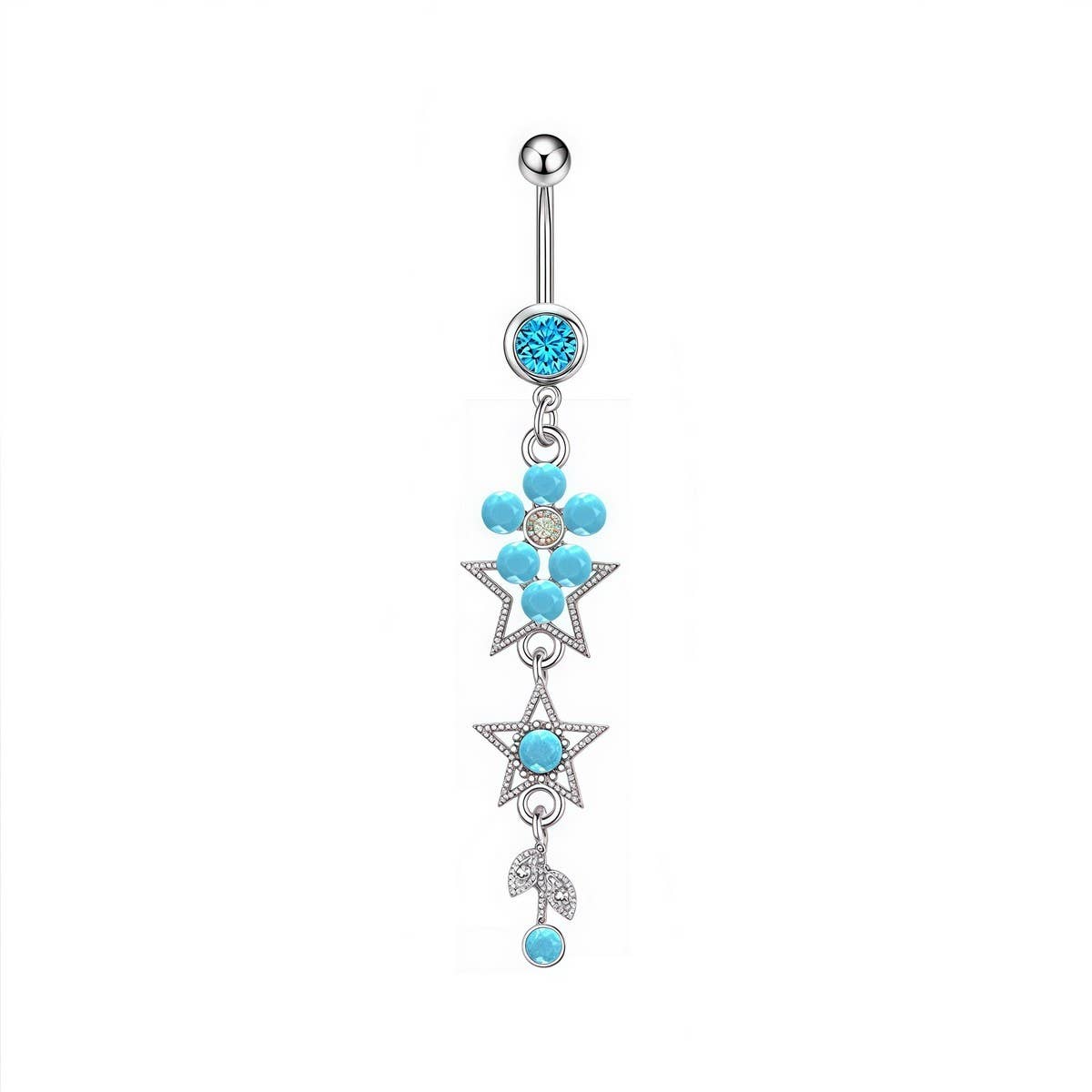 ACCITY - Wholesale Belly Ring - 5Pcs Blue Turquoise Belly Button Rings Set_CWMM94522