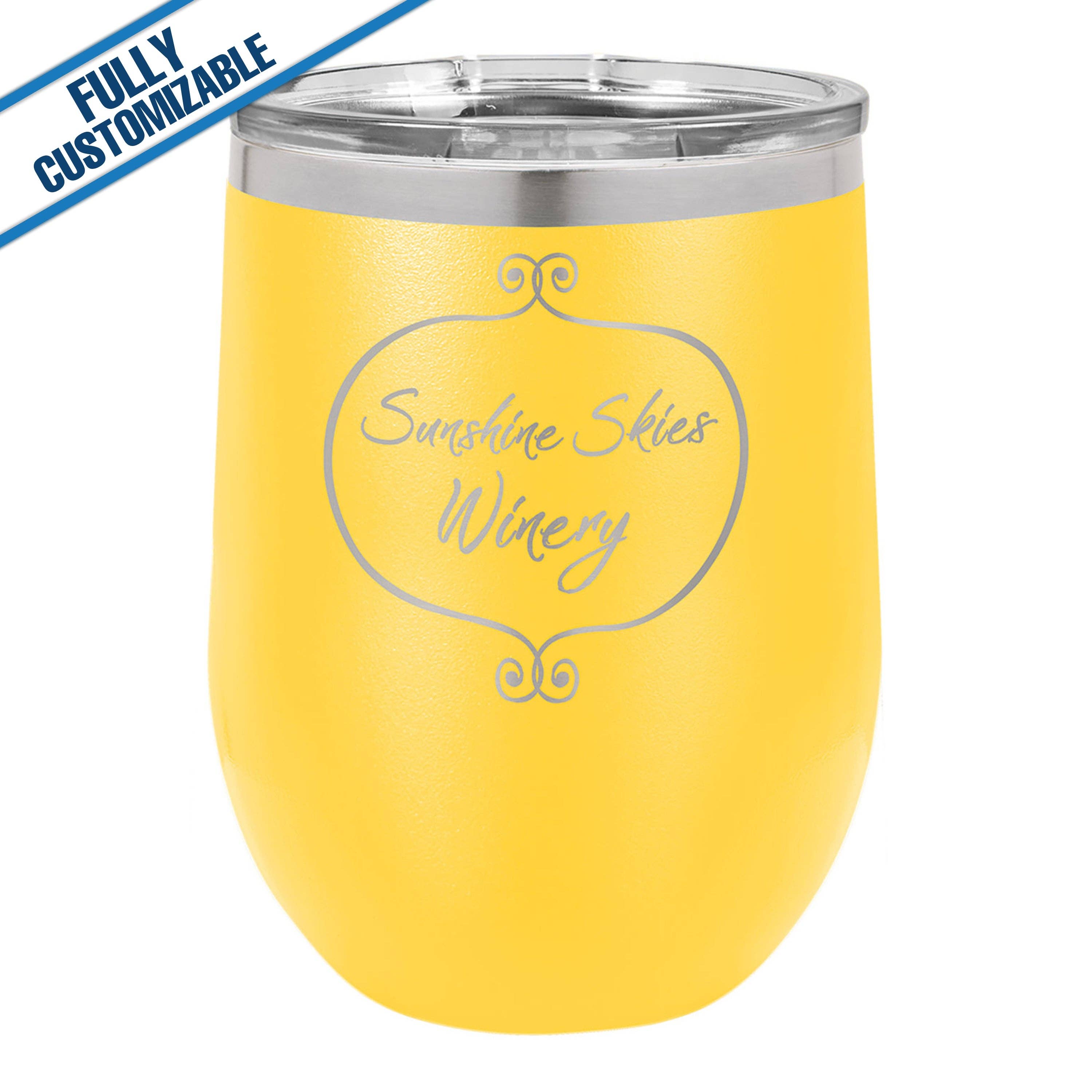 GiftWorksPlus - Vente Gourde/bouteille isotherme - 12 oz. Gobelet à vin gravé sans pied entièrement personnalisable15