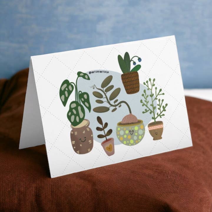 Artsy Fartsy - Wholesale Everyday Greeting Card - Plant Junkie Handrawn Greeting Card For All Occasions0