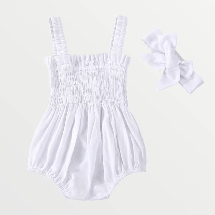Evie | Bubble Romper - White for wholesale by Bodoke Kids Boutique
