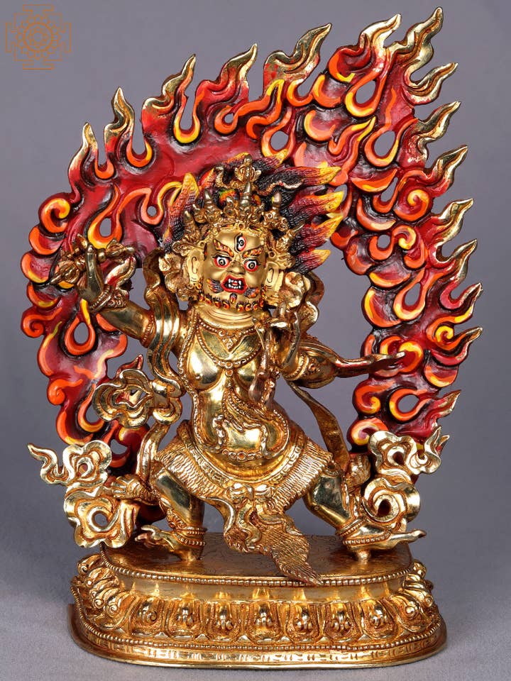 9" Vajrapani kobberstatue| Tibetansk buddhistisk guddomsidol for engroshandel hos Exotic India Art