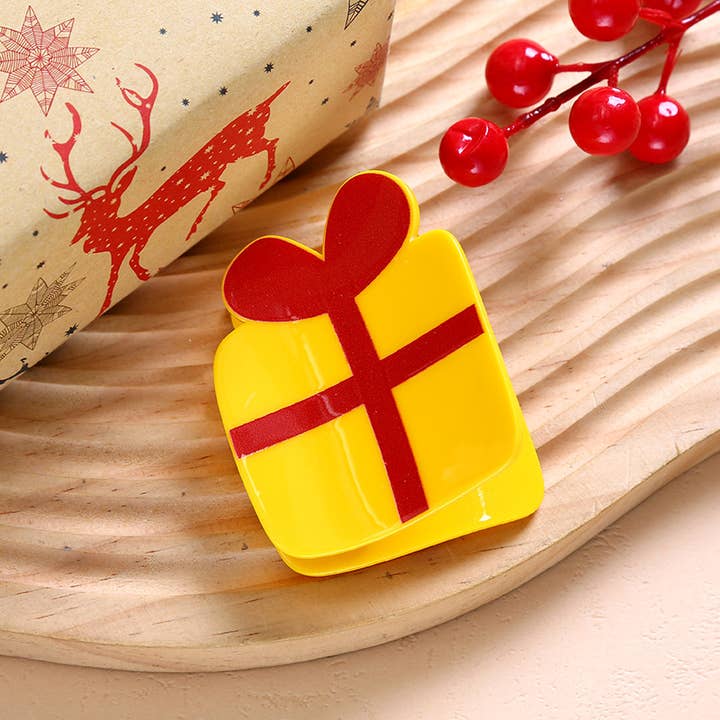 SoapElenGlen - Wholesale Hair Clip - Women's - Festive Christmas Hair Clip, Apple & Gift Box Hair Claw