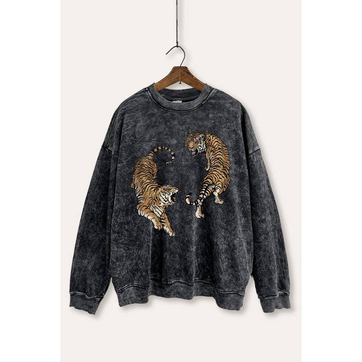 PINK NABI - Wholesale Graphic Sweatshirt - Women's - ROARING TIGERS MINERAL WASH GRAPHIC SWEATSHIRT5