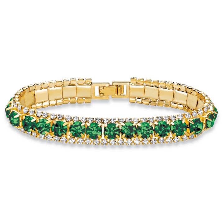 Simulated Birthstone Crystal Tennis Bracelet Goldtone for wholesale by PalmBeach Jewelry