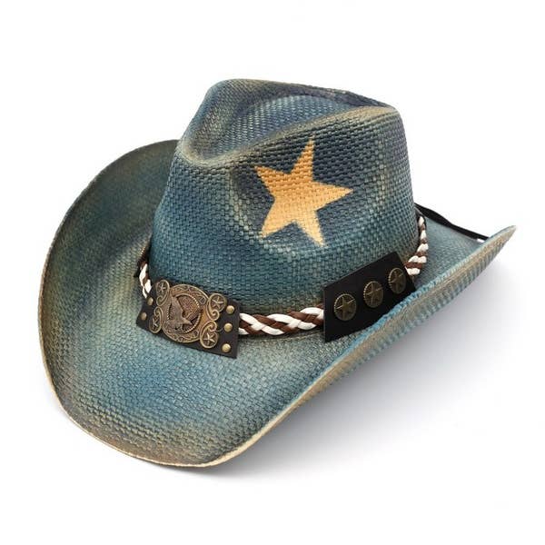 Chapeau de cow-boy avec étoile imprimée sur plaque Western Eagle pour la vente par Rope & Spurs