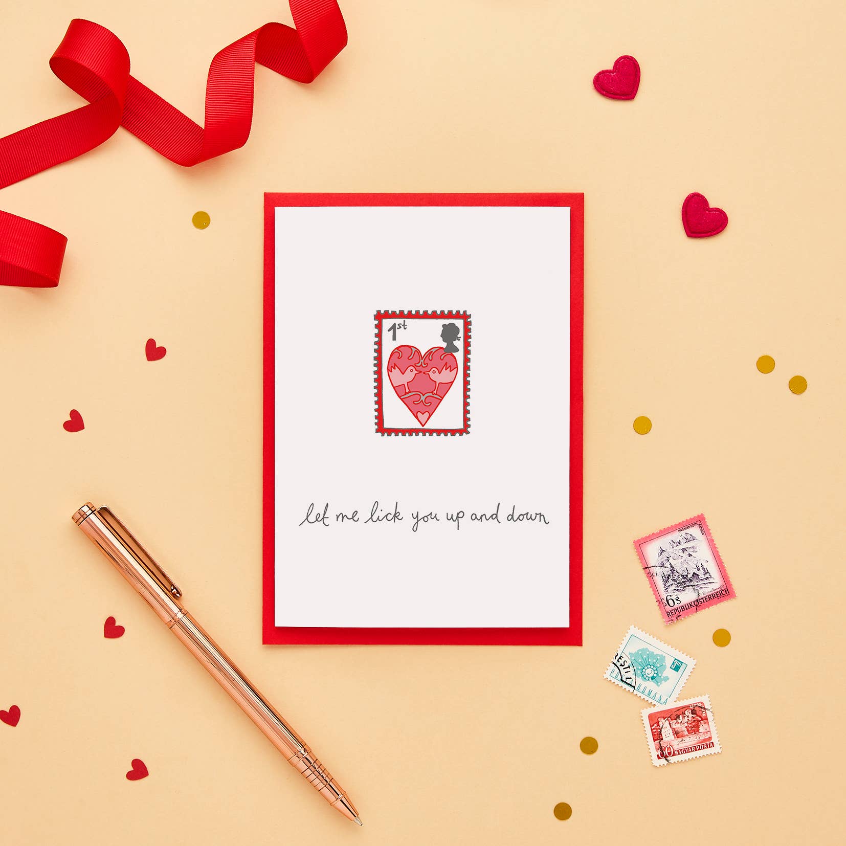 You've Got Pen On Your Face - Wholesale Valentine's Day Card - Stamp Greeting Card | Funny Valentines Card | Kinky Love1