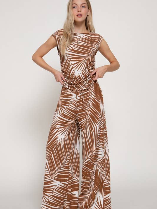 Gebreide top en broekenset met printtextuur voor wholesale door MintChoco