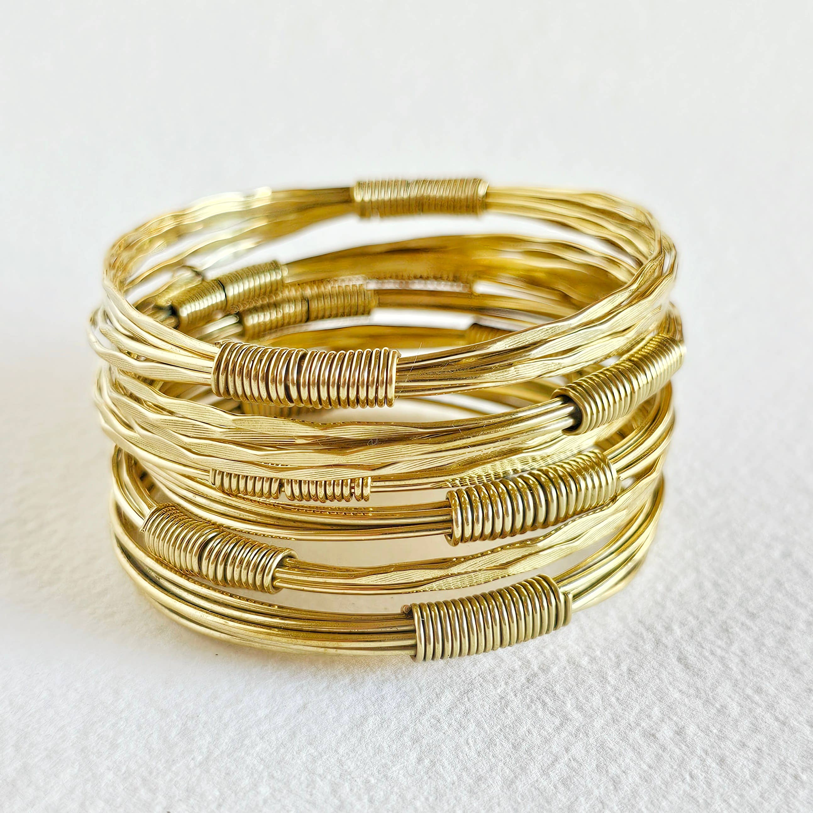 Bisjoux - Wholesale Bangle Bracelet - Brass twisted wire wrapped layered coil bangle bracelet9