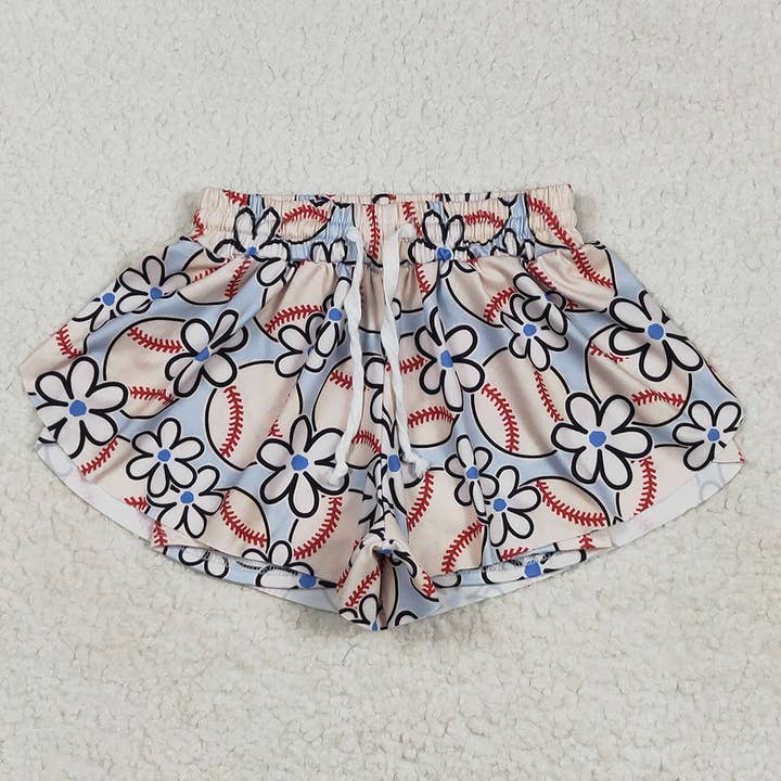 Shorts d'été pour bébés filles avec fleurs et football pour la vente par Aier Wholesale