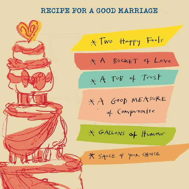Cartão de Felicitações « Recipe for a Good Marriage » da Poet and Painter por atacado de Poet and Painter